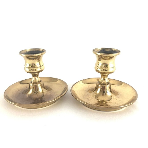 Baldwin Brass 2 Candle Sticks / Candle Holders 3 Inches Tall - Picture 1 of 5